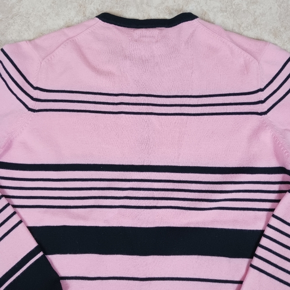 LIZ BAKER Sweater Pink w/ Black Stripes Size Large - Picture 4 of 4